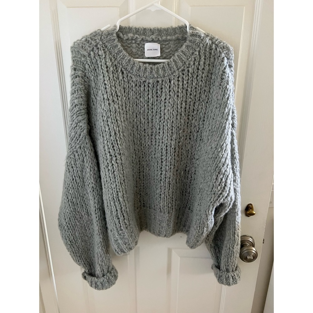 Anine Bing Chunky Knit Sweater in Heather Gray
